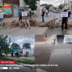 Vecinos bloquean avenida Constitución por colapso de drenaje