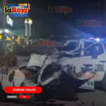 Patrulla termina destrozada tras chocar contra un torton durante persecución en Ciudad Valles