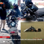 Detienen a presunto ladrón armado con motocicleta robada
