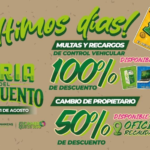 ÚLTIMA SEMANA PARA APROVECHAR DESCUENTOS EN TRÁMITES VEHICULARES