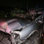 Automovilista se va contra luminaria y la derriba 
