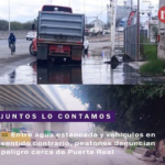Entre agua estancada y vehículos en sentido contrario, peatones denuncian peligro cerca de Puerta Real