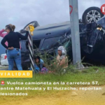 Vuelca camioneta en la carretera 57, entre Matehuala y El Huizache
